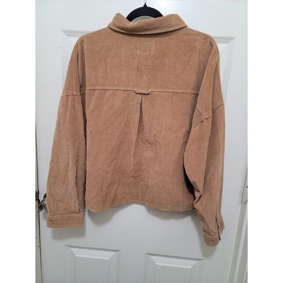 American Eagle Corduroy Button-Up Shirt Beige With  A Front Pocket SZ L - Picture 4 of 12